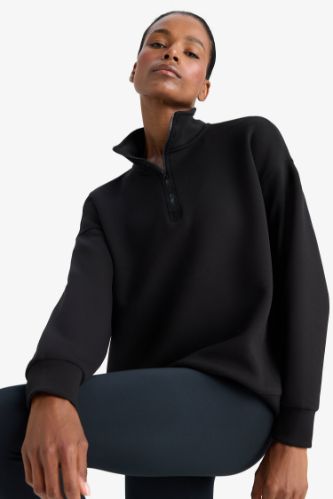 DeFactoFit Oversize Geniş Kalıp Dik Yaka Sporcu Sweatshirt