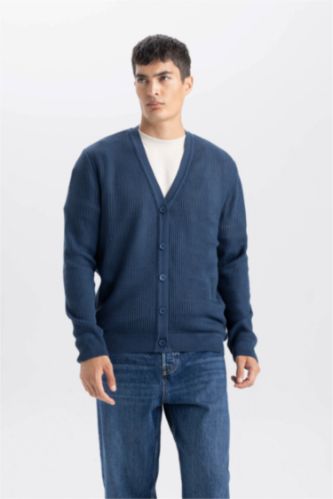 MAN Light Indigo Standard Fit Knitwear Cardigan