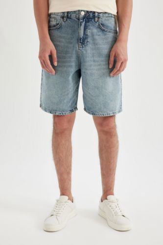 Straight Fit Jean Bermuda Şort