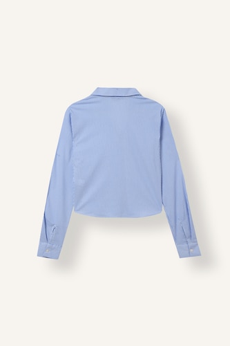 Fitted Blue Striped Bengaline Long Sleeve Shirt