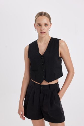 Regular Fit V Yaka Modal Blazer Yelek