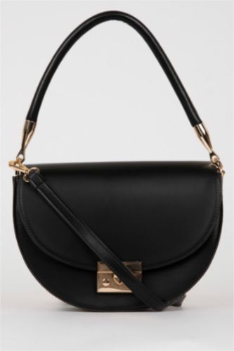 Women Black Faux Leather Hand Bag
