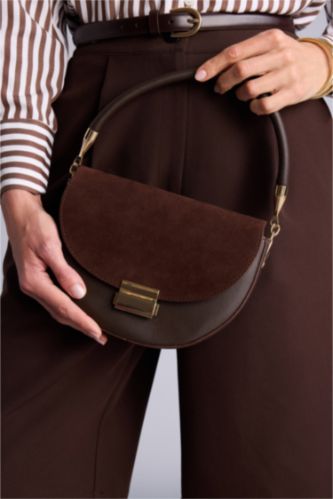 Kadın Koyu Kahve Suni Deri El Çantası