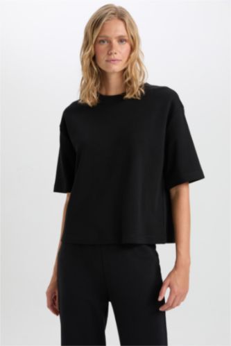 WOMAN Black Relax Fit Short Sleeve T-Shirt