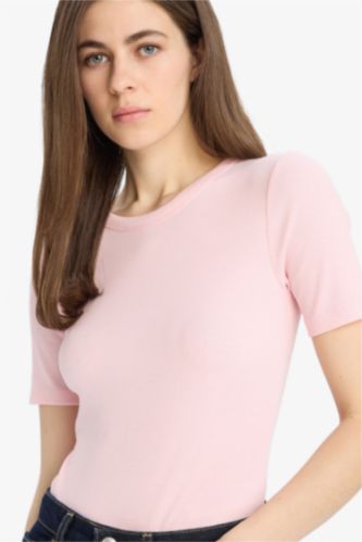 Slim Fit Crew Neck Basic Ribbed Camisole T-shirt