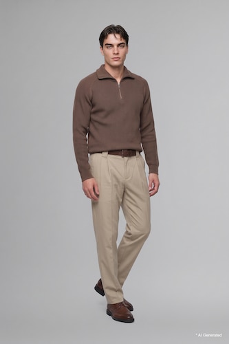 Man Khaki Standard Fit Knitwear Pullover