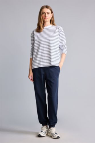 Women NAVY jogger Thin Sweatshirt Fabric Trousers