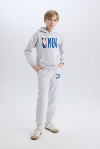 Erkek Çocuk NBA Wordmark Gri Beli Paçası Lastikli Cepli Jogger Eşofman Altı