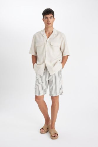 Linen Blend Bermuda Shorts