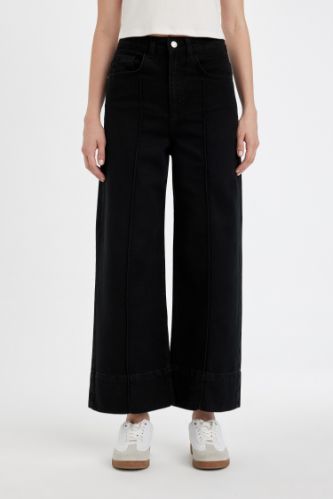 Crop Wide Leg Yüksek Bel Kısa Geniş Paça Jean Pantolon