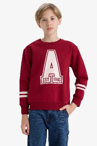Erkek Çocuk Bisiklet Yaka Baskılı Sweatshirt