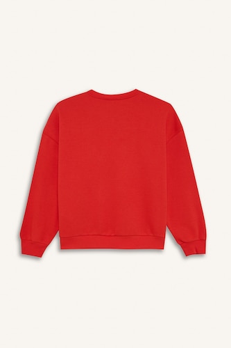 Girl Disney Mickey & Minnie Oversize Crew Neck Sweatshirt