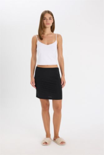 Diz Üstü Siyah Jupon