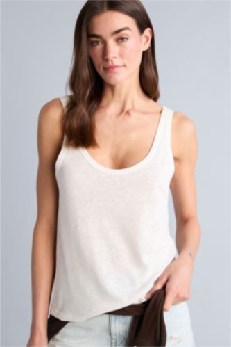 Kadın Ekru Keten Karışımlı Atlet