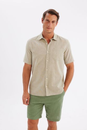 Regular Fit Polo Collar Short Sleeve Shirt