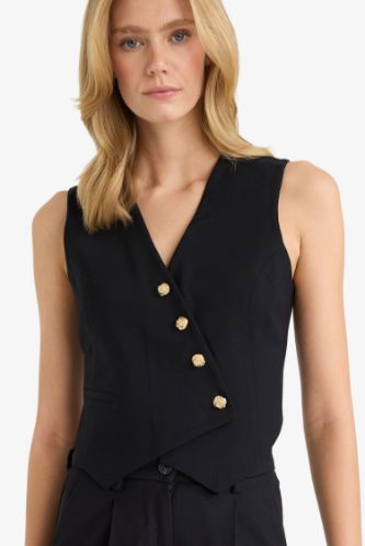 Regular Fit V Yaka Tensel Blazer Yelek