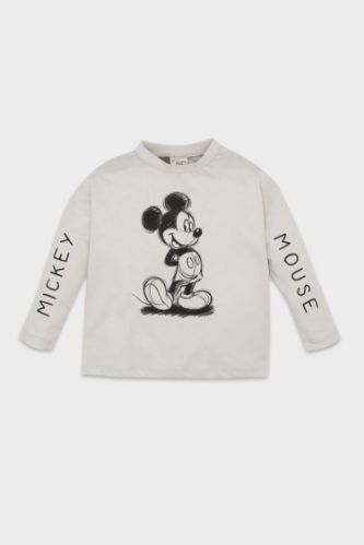 Erkek Bebek Disney Mickey & Minnie Bisiklet Yaka Uzun Kollu Tişört