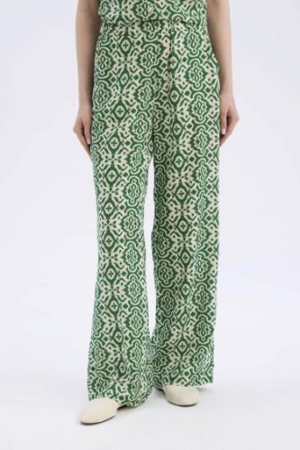 Regular Fit Geniş Bol Paça Desenli Palazzo Pantolon