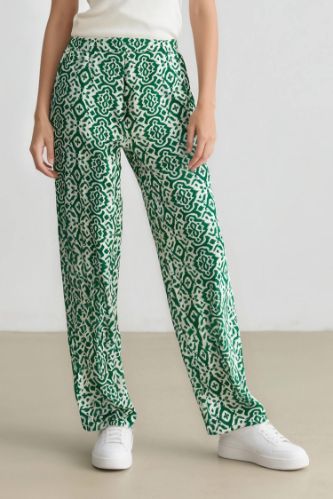 Regular Fit Geniş Bol Paça Desenli Palazzo Pantolon