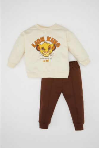 Erkek Bebek 2'li Takım Disney Lion King Bisiklet Yaka Sweatshirt Üst Beli Lastikli Jogger Eşofman Altı