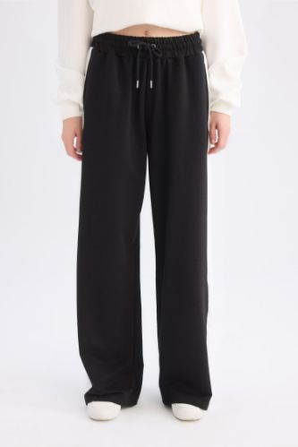 Coool Wide Leg Geniş Bol Paça Eşofman Altı Geniş Paça Beli Lastikli Bağcıklı Şeritli