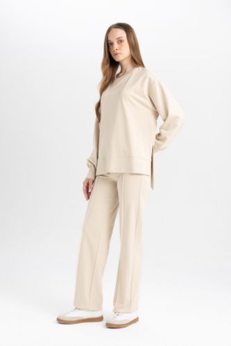 Wide Leg Geniş Bol Paça Eşofman Altı Beli Lastikli Basic Düz