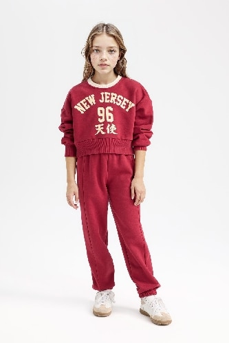 Kız Çocuk 2'li Takım Sweatshirt Beli Lastikli Eşofman Altı