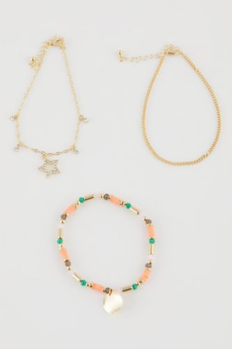 Woman 3 Piece Star Detailed Anklet