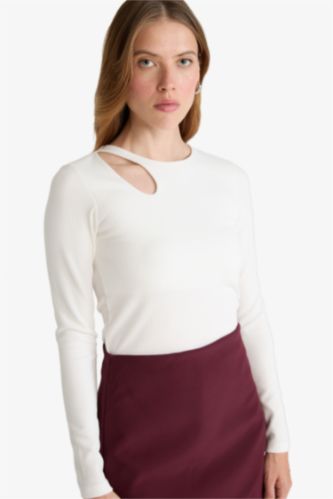 Slim Fit Crew Neck Ribbed Camisole Long Sleeve T-Shirt