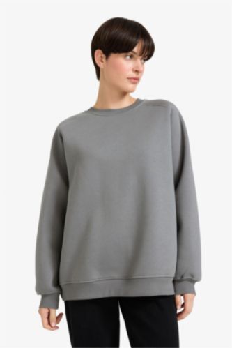 Oversize Fit Crew Neck Basic Thick Fabric Sweatshirt