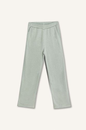 Straight Fit Thick Sweatshirt Fabric Trousers