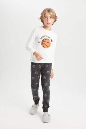 Erkek Çocuk Pijama Takımı Baskılı Uzun Kollu Üst Uzun Alt