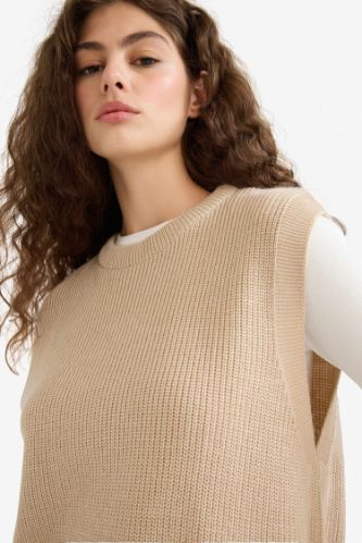 Regular Fit Basic Düz Bisiklet Yaka Triko Süveter