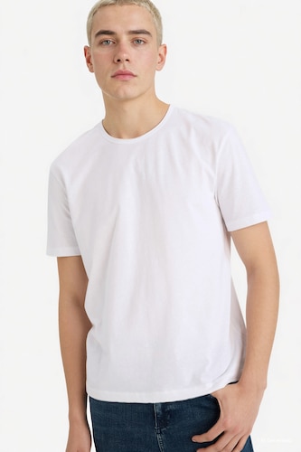 HOMME Blanc T-shirt en tissu épais 100% coton