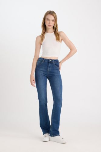 Bootcut Normal Bel Cepli Uzun Jean Yıkamalı Pantolon