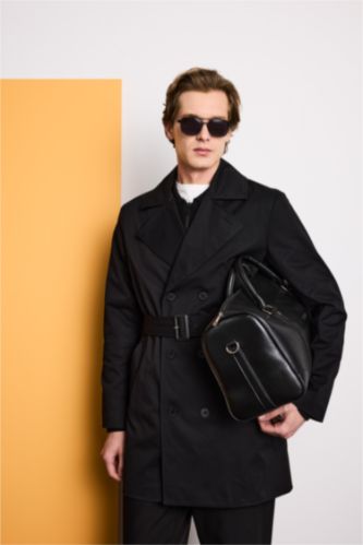 Slim Fit Dar Kesim Astarlı Düğmeli Cepli Kemerli Mevsimlik Baharlık Trençkot