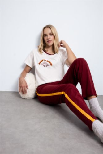 Pijama Takım Baskılı Kısa Kollu Üst Beli Lastikli Alt-Fall in Love