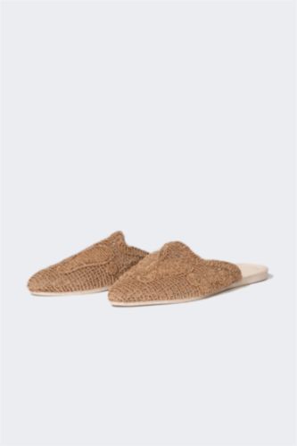 WOMAN Camel Woman Flat Sole Slip On Slippers