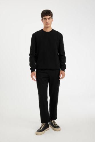 Siyah Eşofman Altı Slim Fit Dar Kesim Fermuarlı Basic Düz Paça