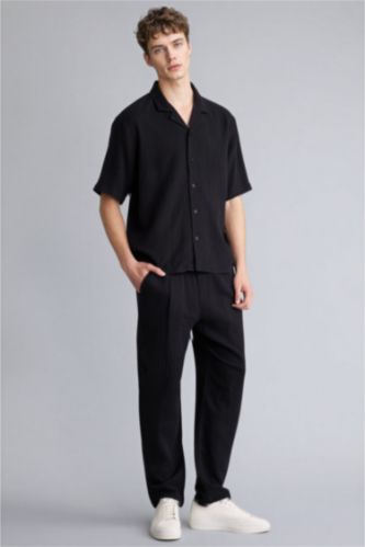 MAN Black Relax Fit Cotton Trousers