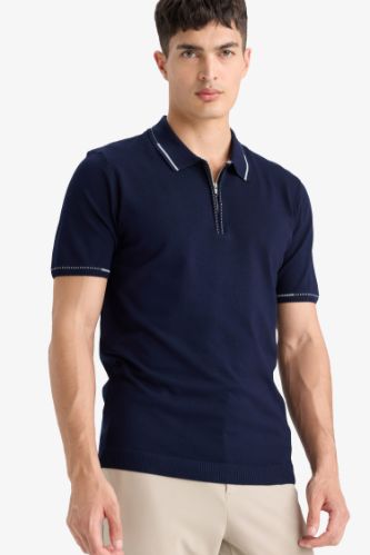 Standart Fit Polo Yaka Triko Kısa Kollu Tişört