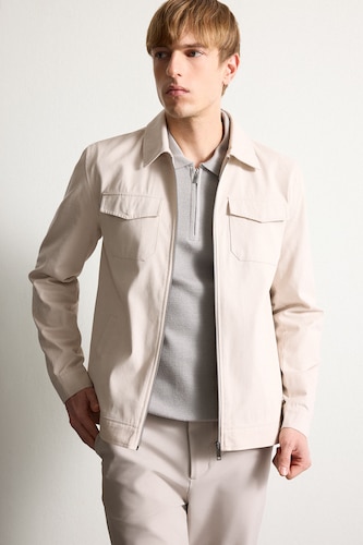 Men Stone Zipper Puffer Jacket
