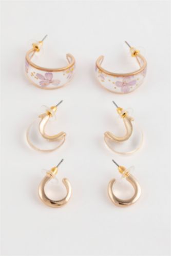 FEMME Karma Lot de 3 paires de Boucles d'oreilles dorées pour femme