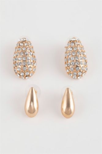 Kadın 2'li Gold Küpe