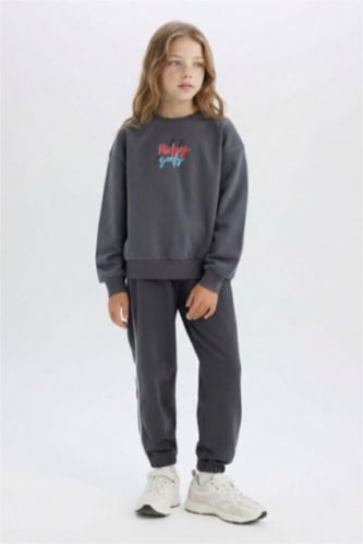 Kız Çocuk - Genç Kız Antrasit Kız Çocuk Beli Lastikli Jogger Eşofman Altı