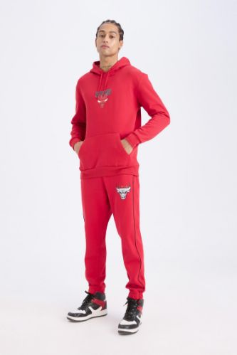 DeFactoFit NBA Chicago Bulls Kalın Jogger Eşofman Altı Standart Fit Cepli Beli Bağcıklı