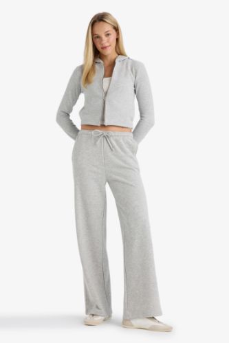 Straight Fit Beli Bağcıklı Basic Düz Geniş Paça Eşofman Altı