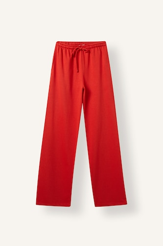 Women Red Straight Fit Trousers