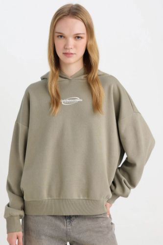 Coool Loose Fit Baskılı Kapüşonlu Sweatshirt