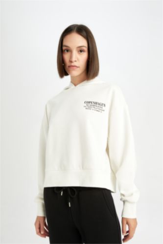نساء بيج فاتح Boxy Fit Sweatshirt